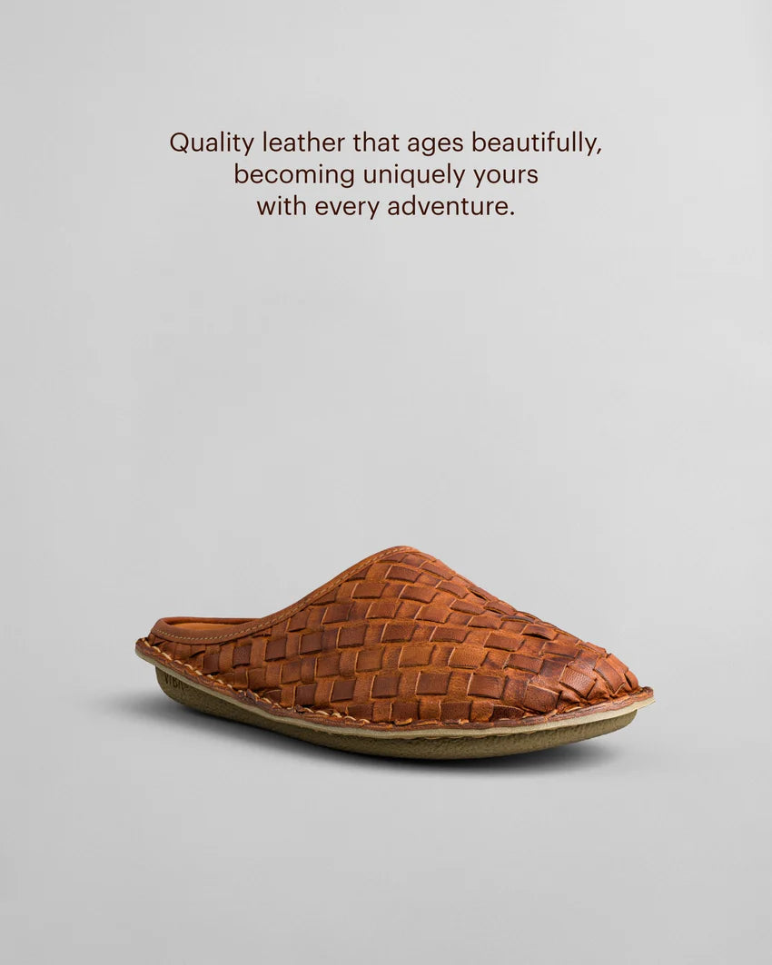 ROMA Woven Leather Cognac Brown